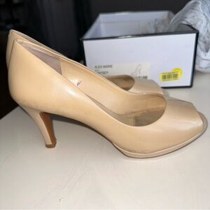ALEX MARIE Beige Leather Peep Toe Pumps Heels Shoes 7
